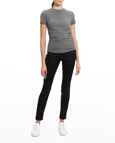 Shop Theory Apex Pure Organic Cotton Ruched Tee In Melange Grey
