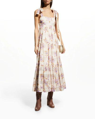 Shop Zimmermann Rosa Striped Picnic Dress In Lilac Rose