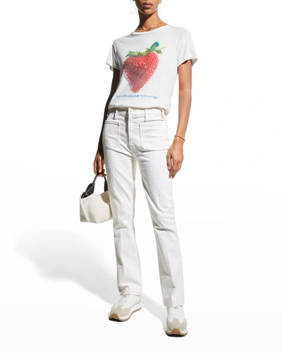 Shop Mother The Sinful Graphic Crewneck Tee In Strawberry
