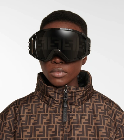 Shop Fendi Logo Ski Goggles In Black