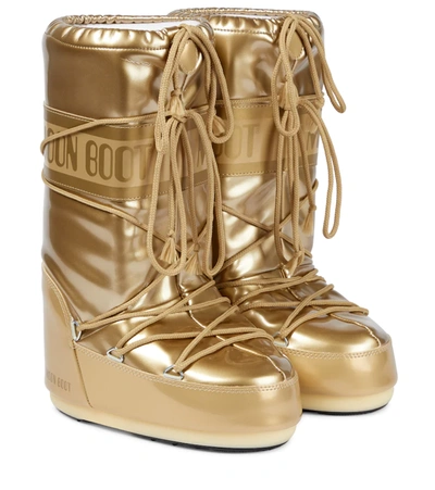 Shop Moon Boot Icon Vinyl Snow Boots In Gold