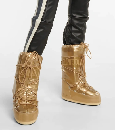 Shop Moon Boot Icon Vinyl Snow Boots In Gold