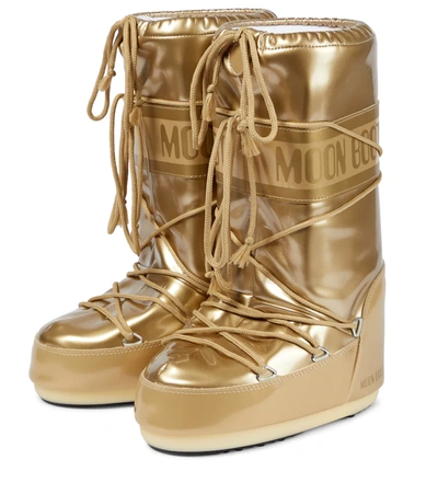 Shop Moon Boot Icon Vinyl Snow Boots In Gold