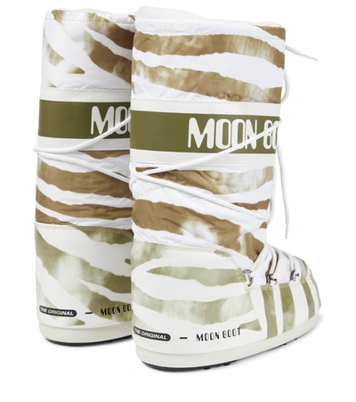 Shop Moon Boot Icon Zebra Snow Boots In White/ Sage