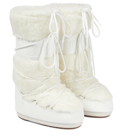 Shop Moon Boot Icon Faux Fur-trimmed Snow Boots In Optical White