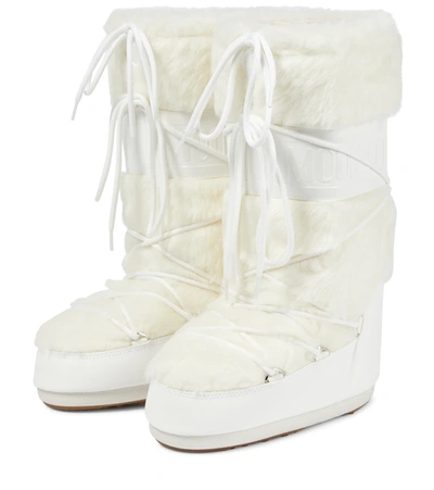 Shop Moon Boot Icon Faux Fur-trimmed Snow Boots In Optical White