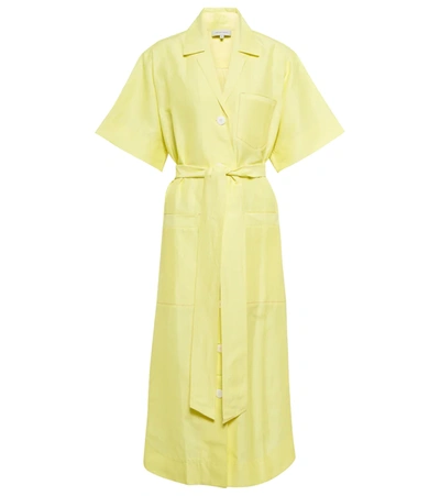 Shop Lee Mathews Sparrow Shirt Midi Dress In Lemon
