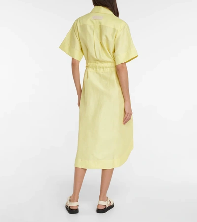 Shop Lee Mathews Sparrow Shirt Midi Dress In Lemon