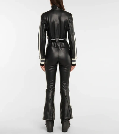 Shop Perfect Moment Crystal Faux Leather Ski Suit In Black (faux Leather)