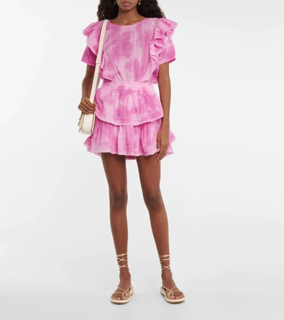 Shop Loveshackfancy Natasha Cotton Minidress In Begonia Hand Dye