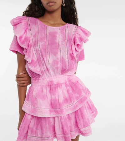 Loveshackfancy Natasha Dress In Island Pink Hand Dye In Begonia Hand Dye
