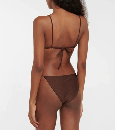 Jade Swim Bare Minimum Bikini Bottoms In Chocolate Sheen