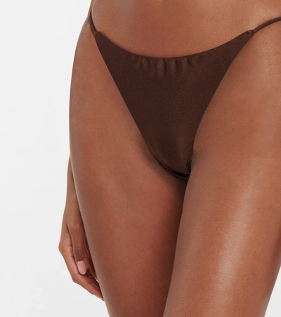 Jade Swim Bare Minimum Bikini Bottoms In Chocolate Sheen