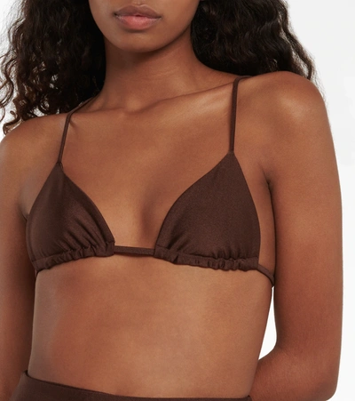 Shop Jade Swim Via Triangle Bikini Top In Chocolate Sheen