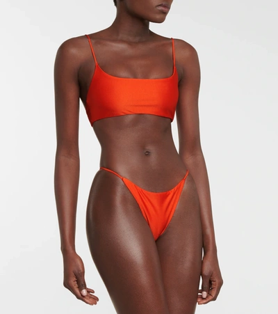 Jade Swim Bare Minimum Bikini Bottoms In Orange Sheen