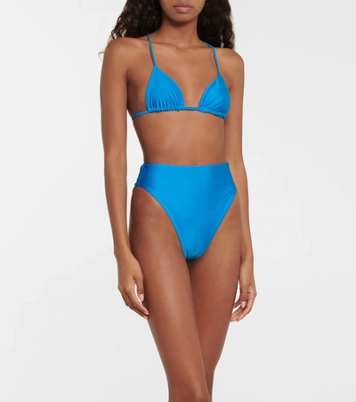 Shop Jade Swim Incline High-rise Bikini Bottoms In Cyan Sheen