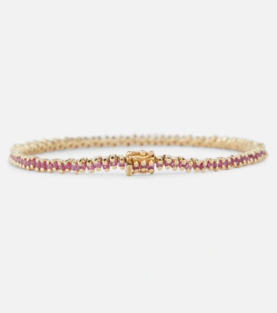 Suzanne Kalan 18kt Yellow Gold Bracelet With Sapphires In Pink