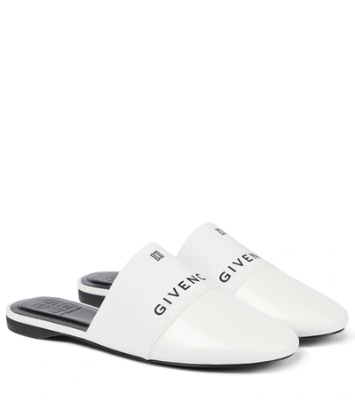 Shop Givenchy Bedford Leather Slippers In White