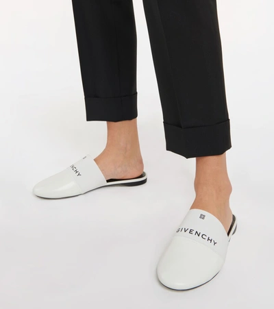 Shop Givenchy Bedford Leather Slippers In White