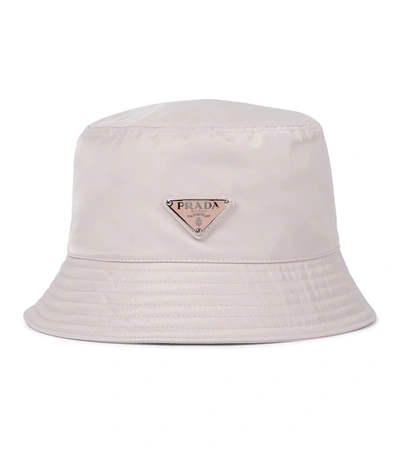 Prada Nylon Bucket Hat In Alabastro