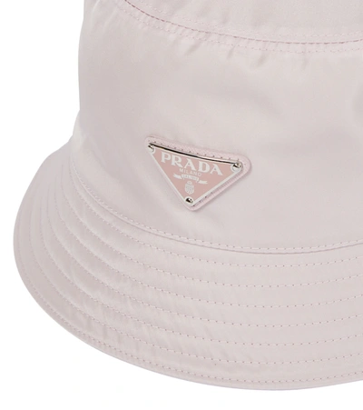 Prada Nylon Bucket Hat In Alabastro