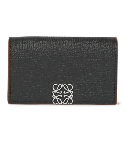 Shop Loewe Anagram Leather Cardholder In Black