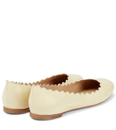 Shop Chloé Lauren Leather Ballet Flats In Cloudy Cream