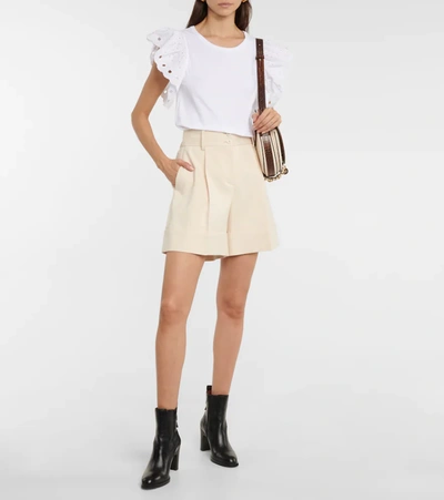 Shop See By Chloé Cotton-blend Bermuda Shorts In Milk