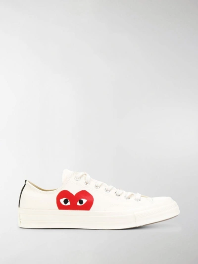 Shop Comme Des Garçons Play Sneakers With Print In Nude & Neutrals