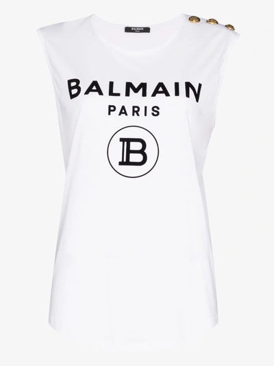 Shop Balmain Top With Print In White