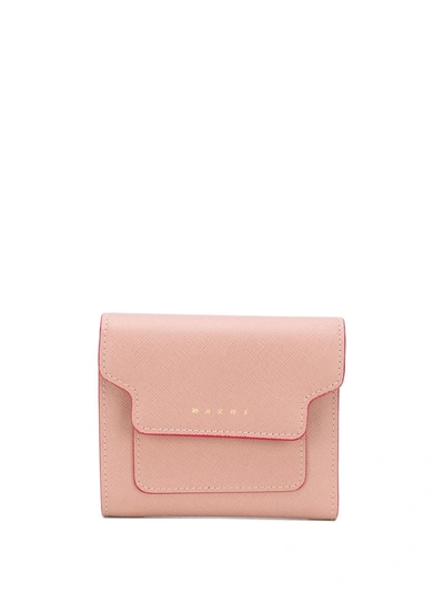 Shop Marni Wallet With Contrasting Edges In Pink & Purple