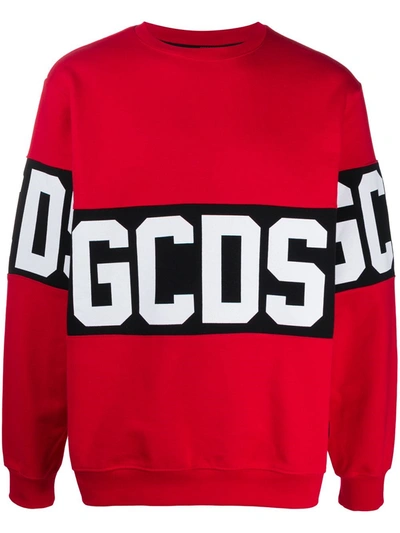 Gcds Long Sleeve Block Color Logo Sweater In Red