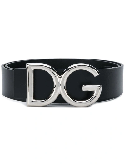 Shop Dolce & Gabbana Belt With Logo Buckle In Black