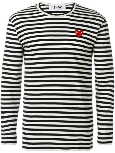 Shop Comme Des Garçons Play Striped Sweater In Black