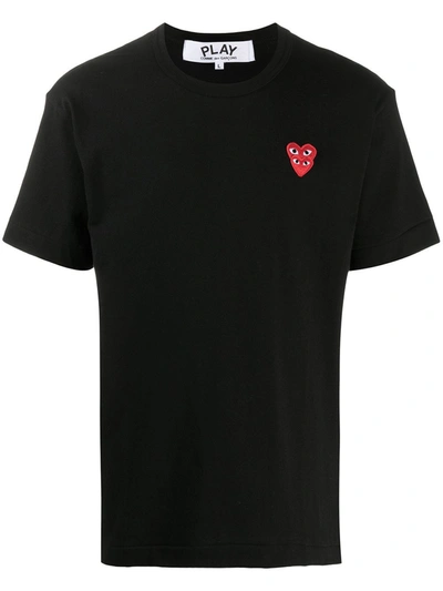 Shop Comme Des Garçons Play T-shirt With Heart Logo In Black