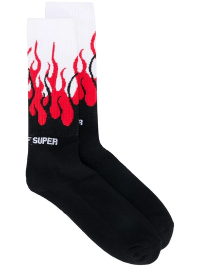 Shop Vision Of Super Flame Pattern Socks In Black