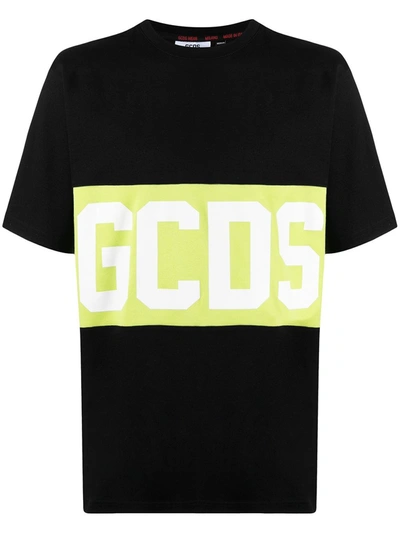 Shop Gcds Color Block T-shirt With Logo Print In Black