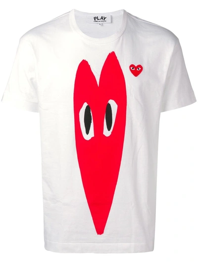 Shop Comme Des Garçons Play T-shirt With Contrasting Logo In White