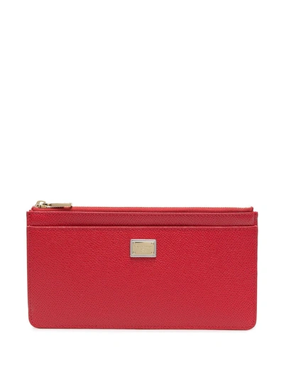 Shop Dolce & Gabbana Coin Purse With Logo Plaque In Red