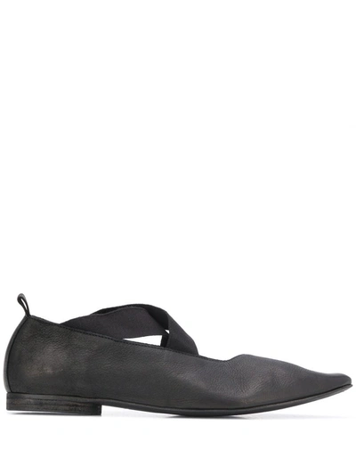 Uma Wang Crossover-straps Pointed Ballerina Shoes In Black