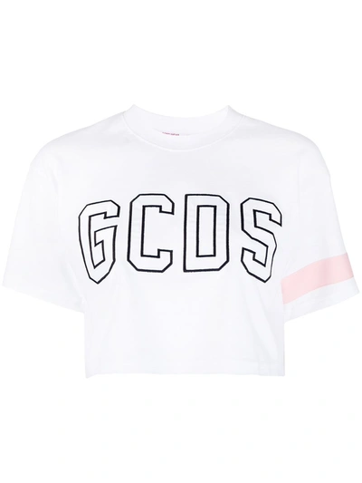 Shop Gcds T-shirt With Crop Embroidery In White