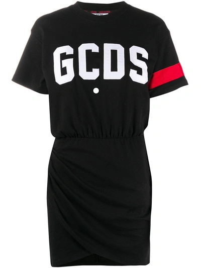 Shop Gcds T-shirt Dress With Logo In Black