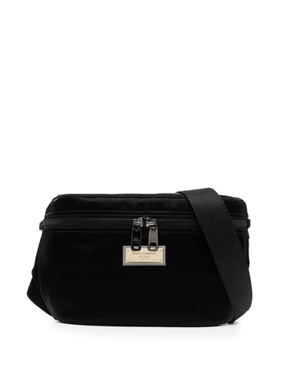 Shop Dolce & Gabbana Belt Bag With Application In Black