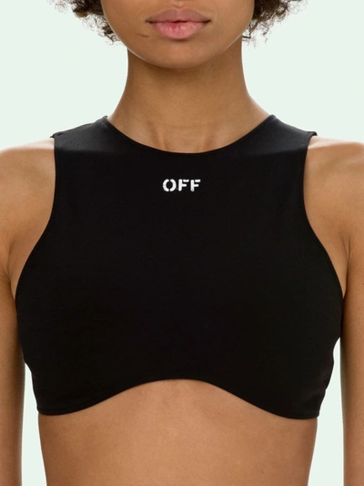 Shop Off-white Crop Top With Print In Black