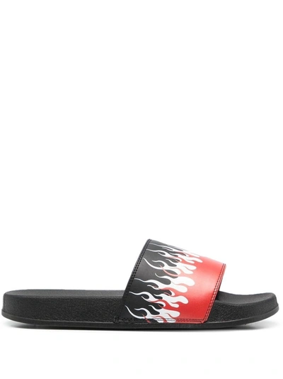 Shop Vision Of Super Slippers With Print In Black