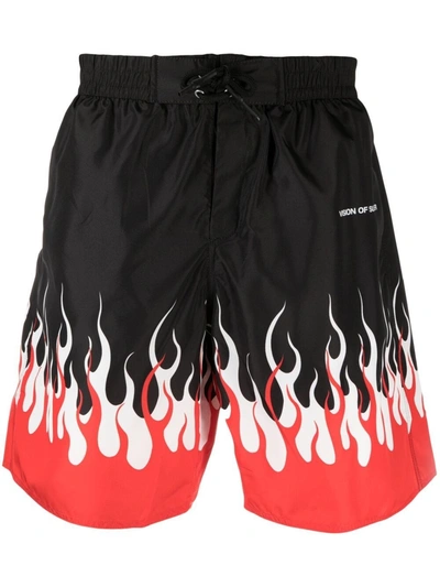 Shop Vision Of Super Sports Shorts With Print In Black
