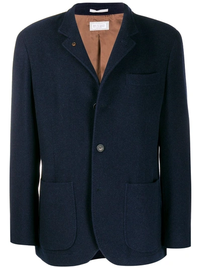 Shop Brunello Cucinelli Single-breasted Blazer In Blue