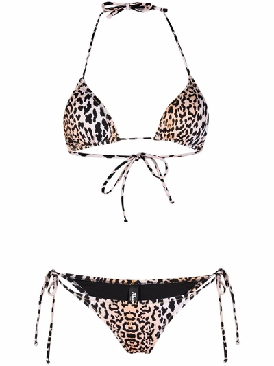 Shop Reina Olga Leopard Print Bikini Set In Brown
