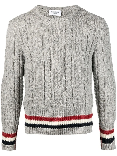 Shop Thom Browne Sweater With Stripes In Grey