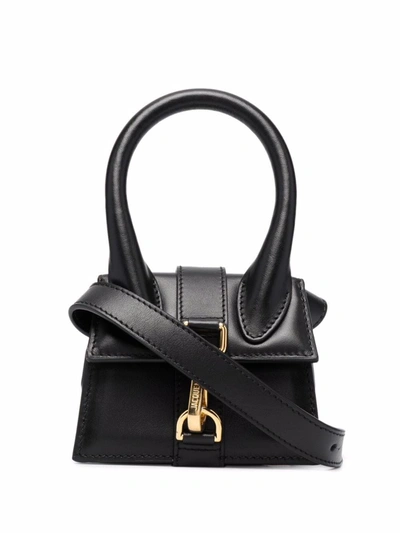 Shop Jacquemus Mini Le Chiquito Leather Bag In Black